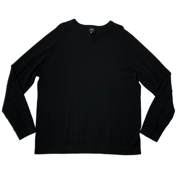 GOOD MAN V-Notch Merino Wool Sweater Men XXL Black Luxury Minimalistic Business - Picture 1 of 11